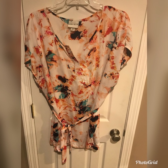 Tops - Plus Size Ava Viv 3x Chiffon Blouse
